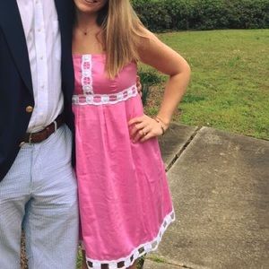 Lilly Pulitzer dress: pink w/ white scallop detail